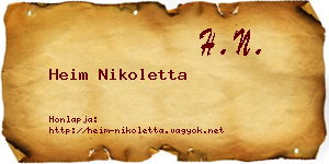 Heim Nikoletta névjegykártya